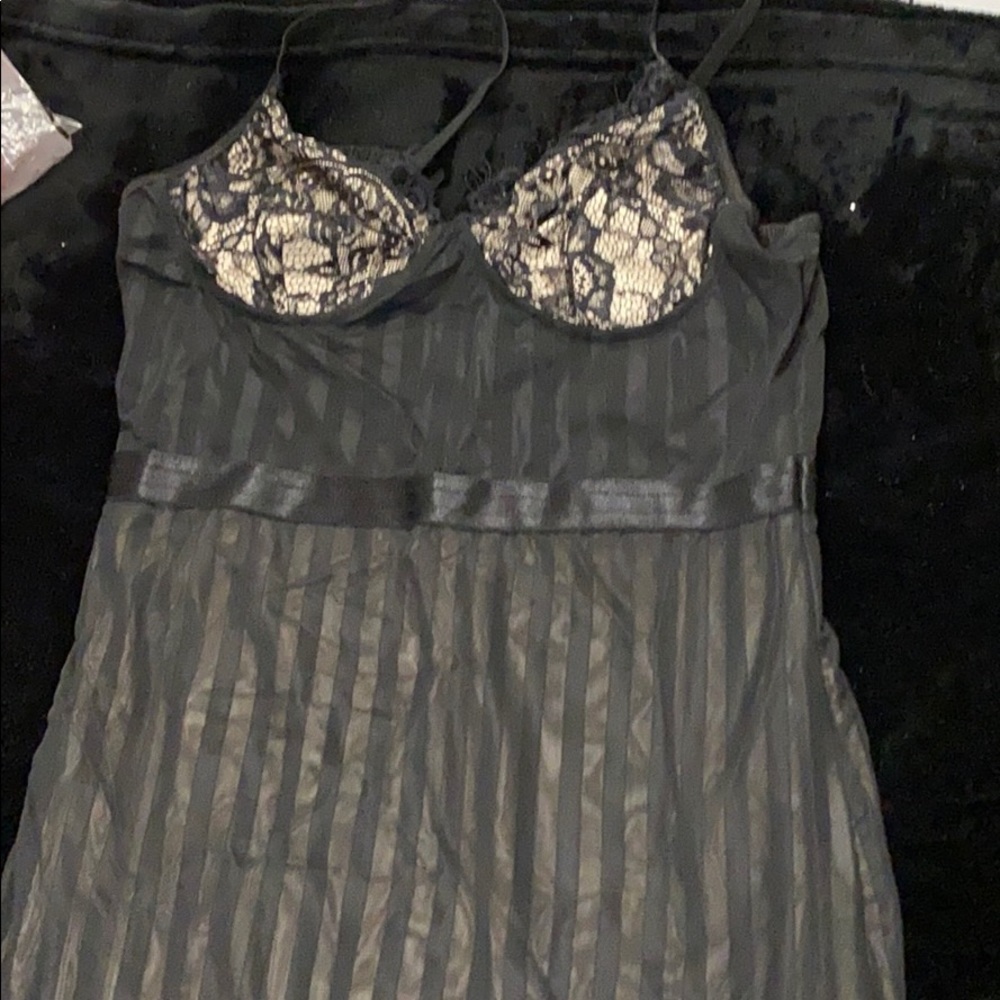 Lace cup striped mesh mini body con dress